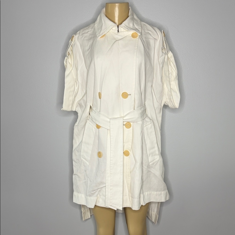 BcbgMaxazria Olenka Cream Double-Breasted Trench Coat with Belt Size M